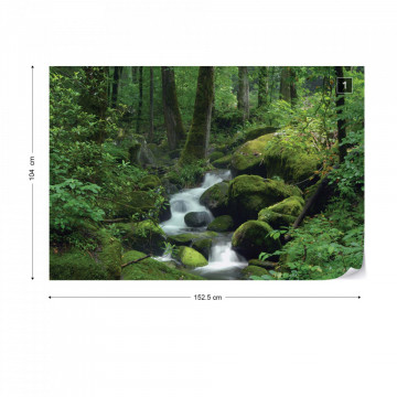 Forest Waterfall Rocks Nature Photo Wallpaper Wall Mural - Img 9