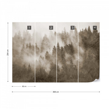 Fototapet - Pădure de Brazi în Ceață – Aspect Texturat, Sepia - Img 12