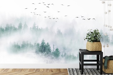 Fototapet Personalizat Păsări în Ceață – Atmosferă Calmă și Design Elegant - Img 5