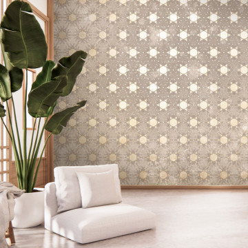 Fototapet - Soare aurit - model oriental cu model regulat pe beton - Img 1
