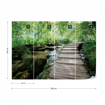 Green Forest Waterfall Pathway Photo Wallpaper Wall Mural - Img 8