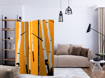 Paravan - Birches on the orange background [Room Dividers] - Img 2