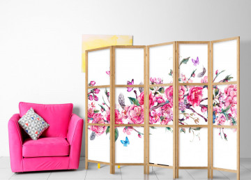 Paravan japonez - Japanese Style: Flowers and Butterflies II [Room Dividers] - Img 2