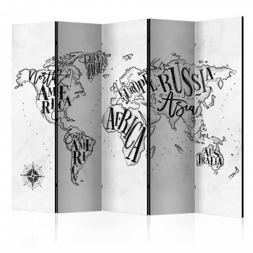 Paravan - Retro Continents (Grey) II [Room Dividers] - Img 1