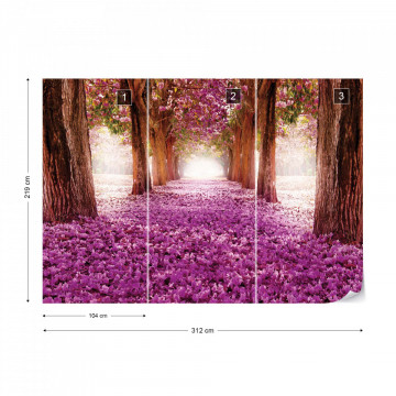 Pink Trees Path Photo Wallpaper Wall Mural - Img 16