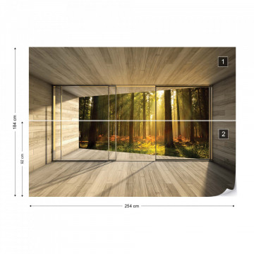 Sunrise Forest 3D Modern Window View Photo Wallpaper Wall Mural - Img 8