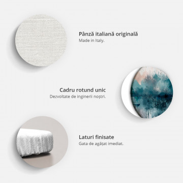 Tablou rotund - Muted exotic greenery - Delicate outlines of tropical shrubs on beige and sand background/Subtle exotic plants - Img 3