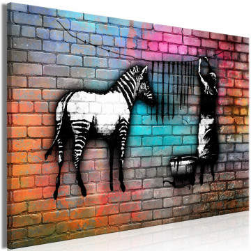 Tablou - Washing Zebra - Colourful Brick (1 Part) Wide - Img 1