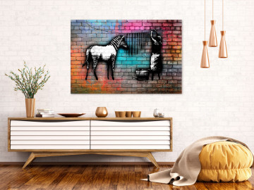Tablou - Washing Zebra - Colourful Brick (1 Part) Wide - Img 2