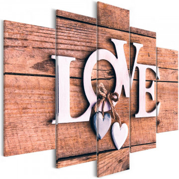 Tablou - Wooden Letters (5-Parts) Wide - Img 1