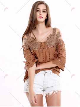 Bluza vintage brodata din bumbac - Img 2
