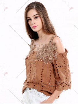 Bluza vintage brodata din bumbac - Img 3