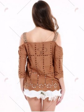 Bluza vintage brodata din bumbac - Img 4