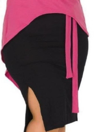 Set 3 piese - bluza roz, fusta neagra si pantalon negri SD001 - Img 2