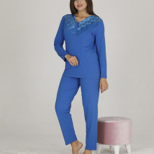 Pijama dama albastra bluza si pantaloni . - Img 3