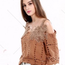 Bluza vintage brodata din bumbac - Img 3