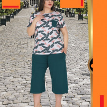 Compleu dama - bluza si pantalon - masura mare bluza motiv floral pt masura 46-48-50