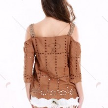 Bluza vintage brodata din bumbac - Img 4
