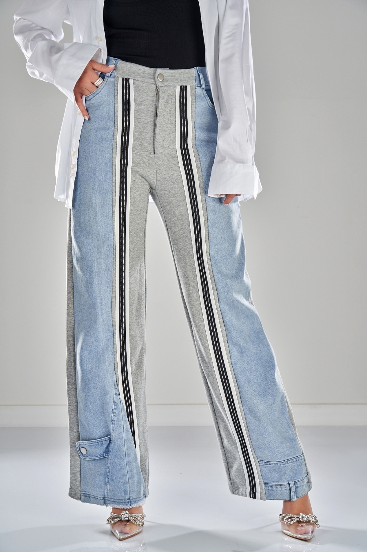 Дамски дънки Oversize Сив Dannie