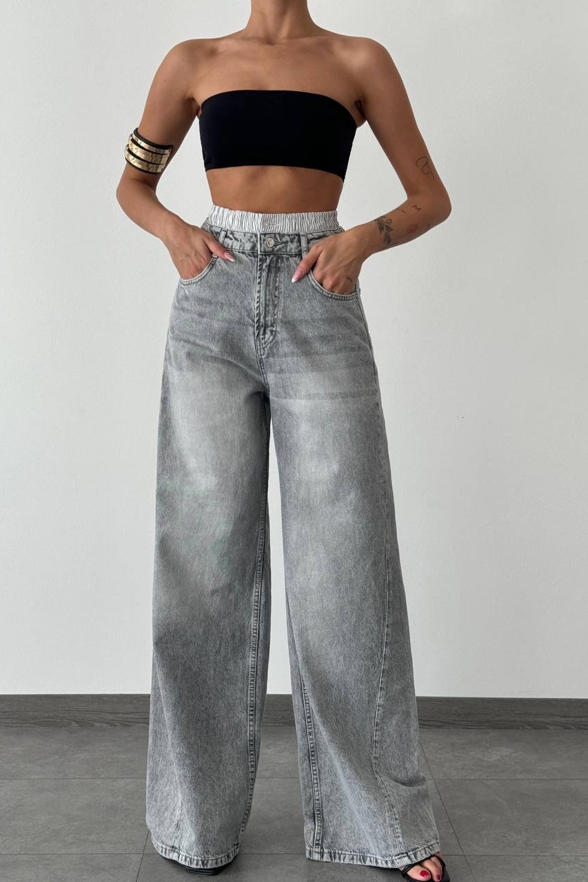 Дамски дънки Oversize Сив Lacarino