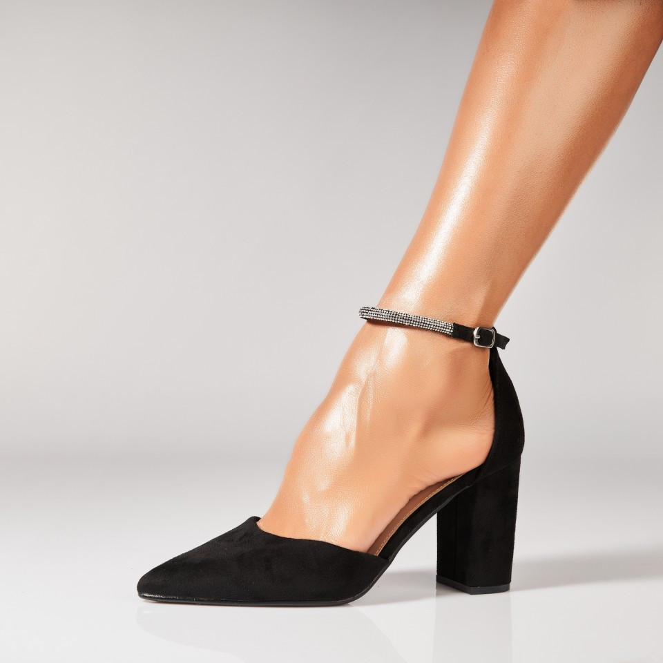 Дамски Обувки с Токчета Обърната Екологична Кожа Черно Calla A7194