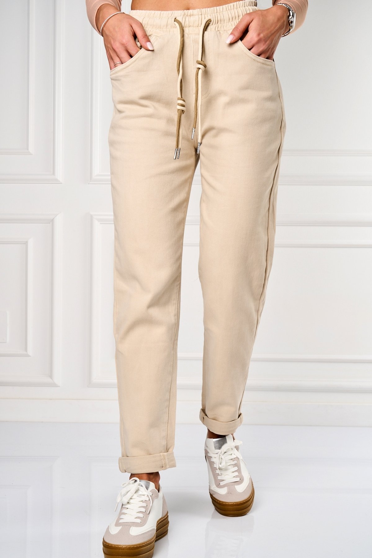 Дънки за Mom Fit Бежов Kenlei