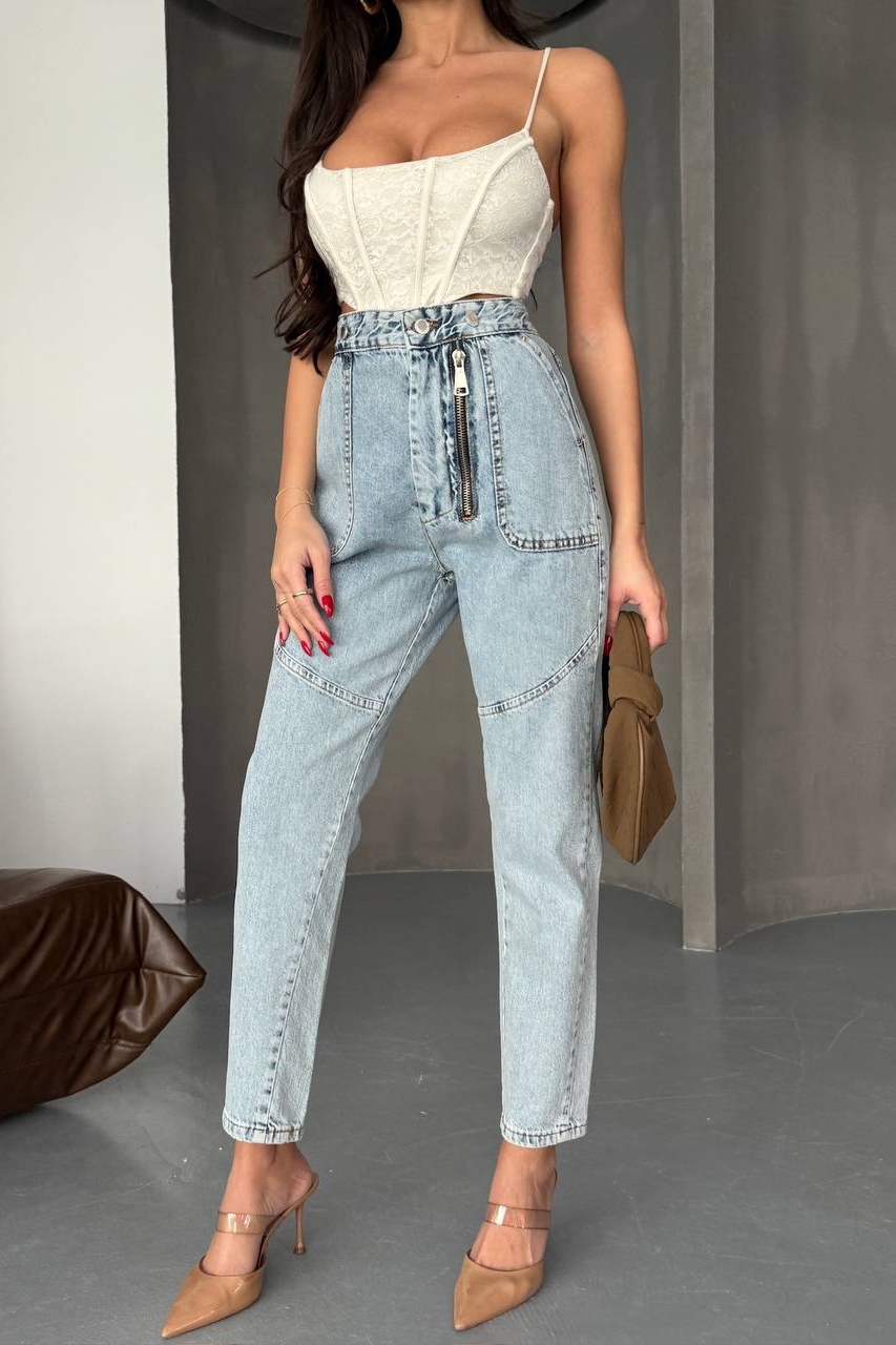 Дънки за Mom Fit Син Lorelei