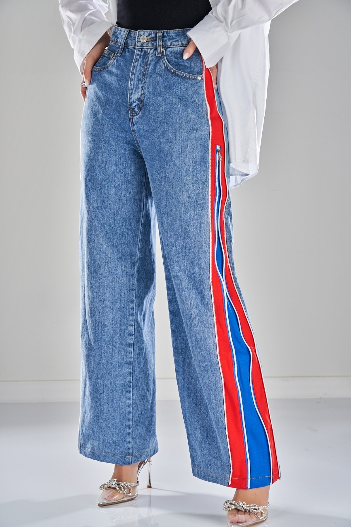 Дамски дънки Oversize Син Emiri