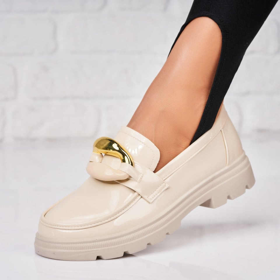Дамски Ежедневни Обувки Лакирана Екологична Кожа Бежов Wasfiha A4770