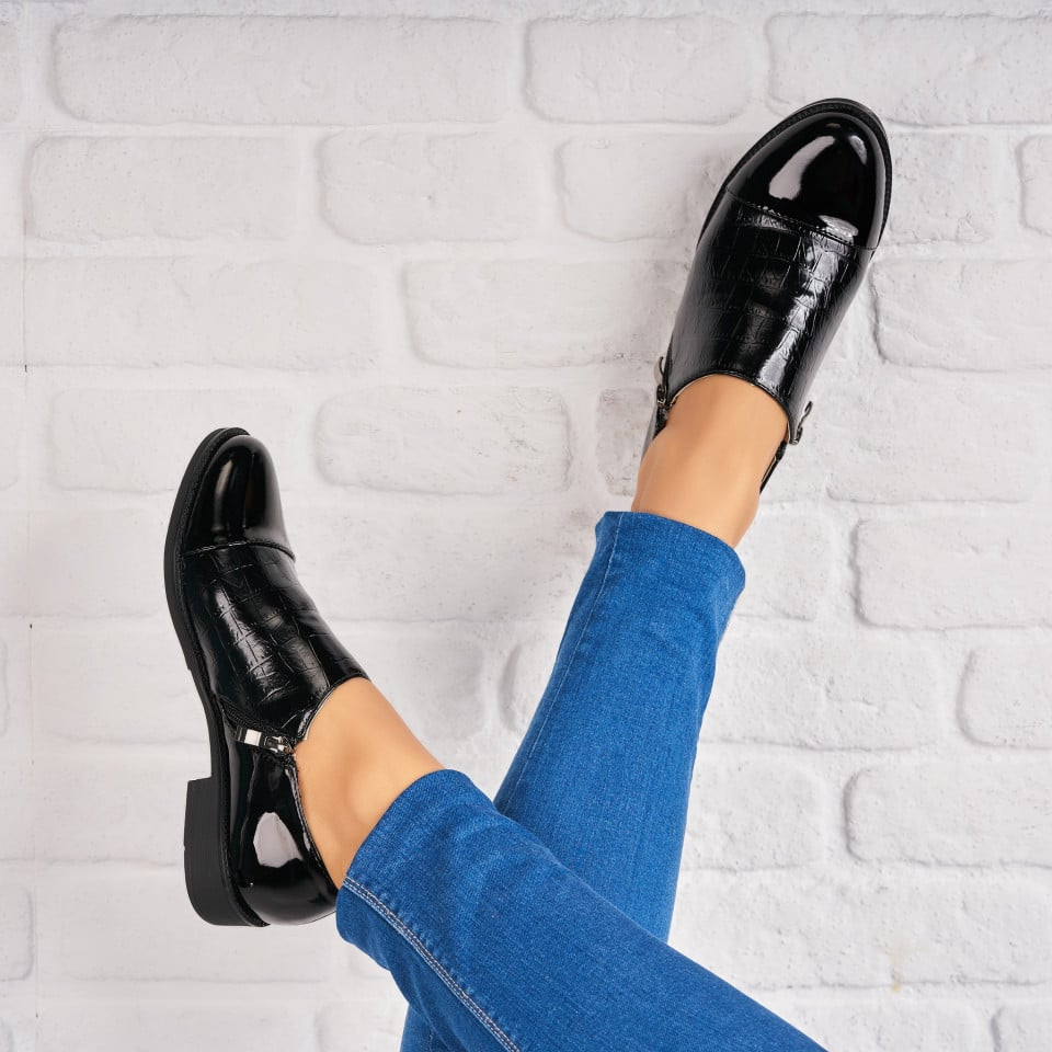 Дамски Ежедневни Обувки Лакирана Екологична Кожа Черно Yvonne A4373