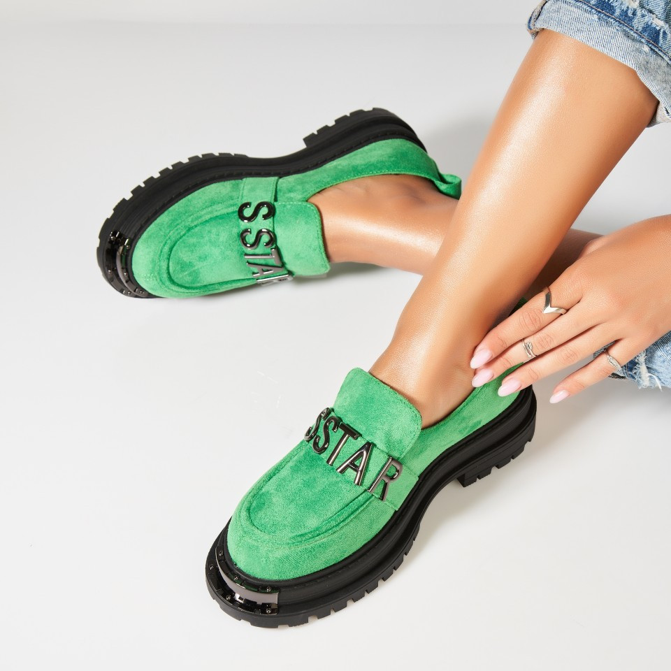 Дамски Ежедневни Обувки Обърната Екологична Кожа Зелен Similo A7463