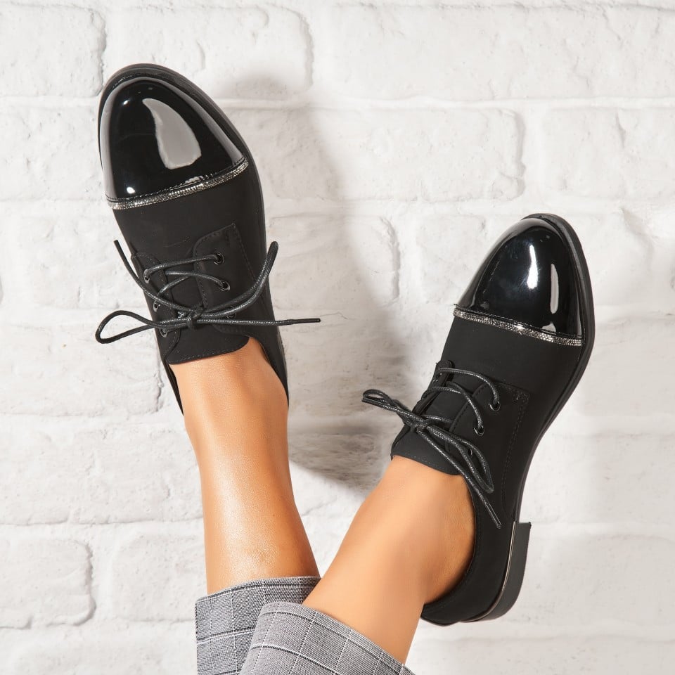 Дамски Ежедневни Обувки Обърната Екологична Кожа Черно Maysa2
