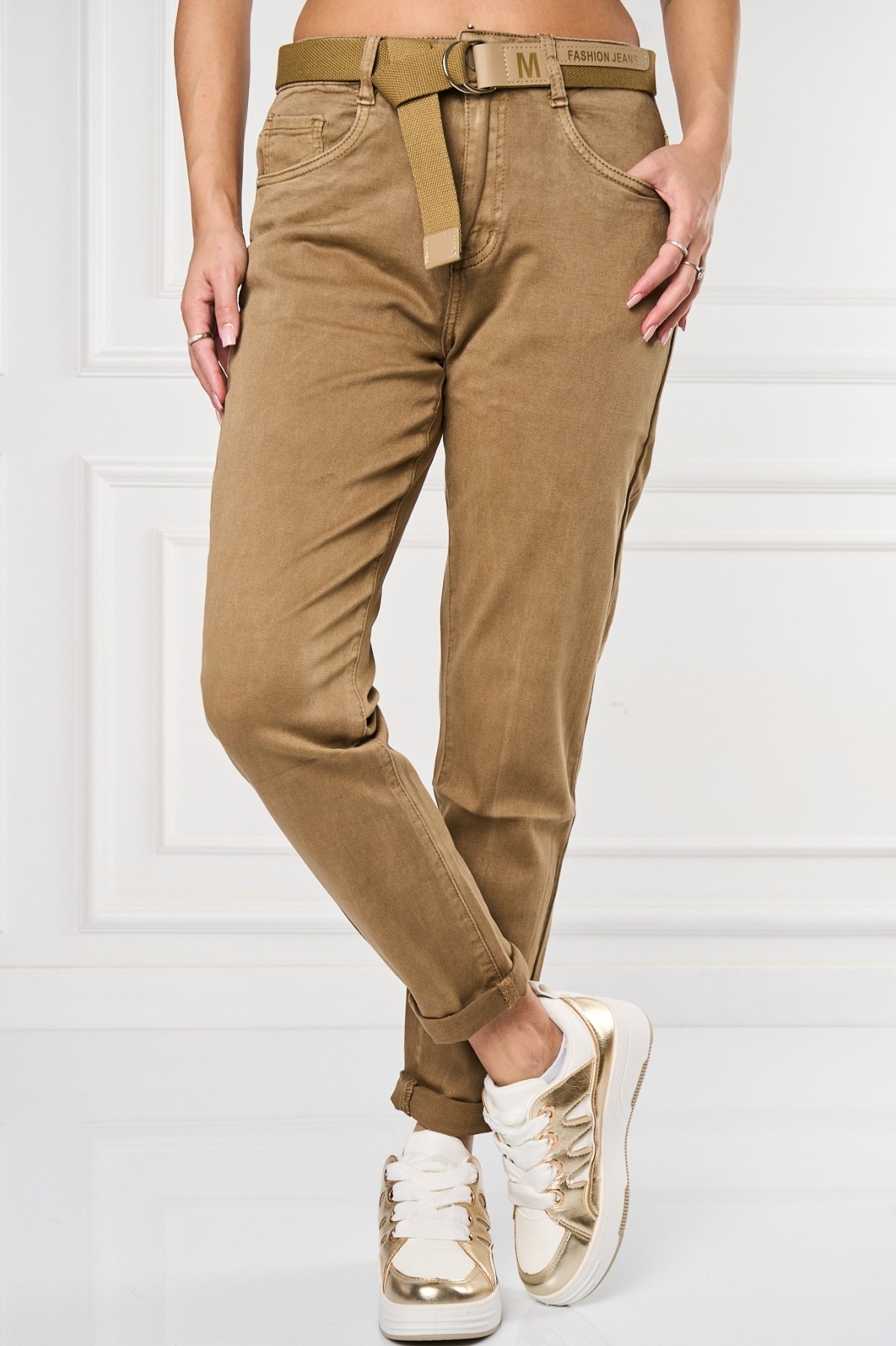 Дънки за Mom Fit Каки Emine