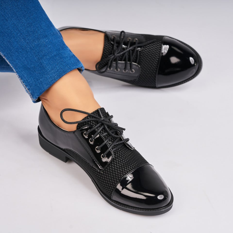 Дамски Ежедневни Обувки Лакирана Екологична Кожа Черно Odda A4364