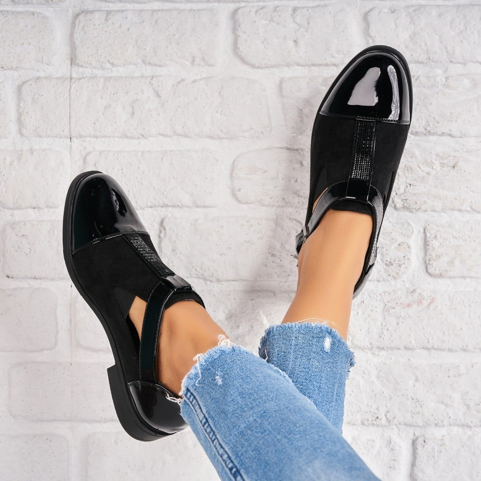 Дамски Ежедневни Обувки Обърната Екологична Кожа Черно Alison4 A4773