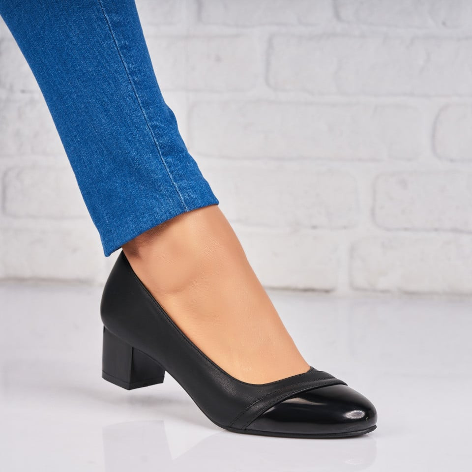 Дамски Обувки с Токчета Екологична Кожа Черно Eliya A4354