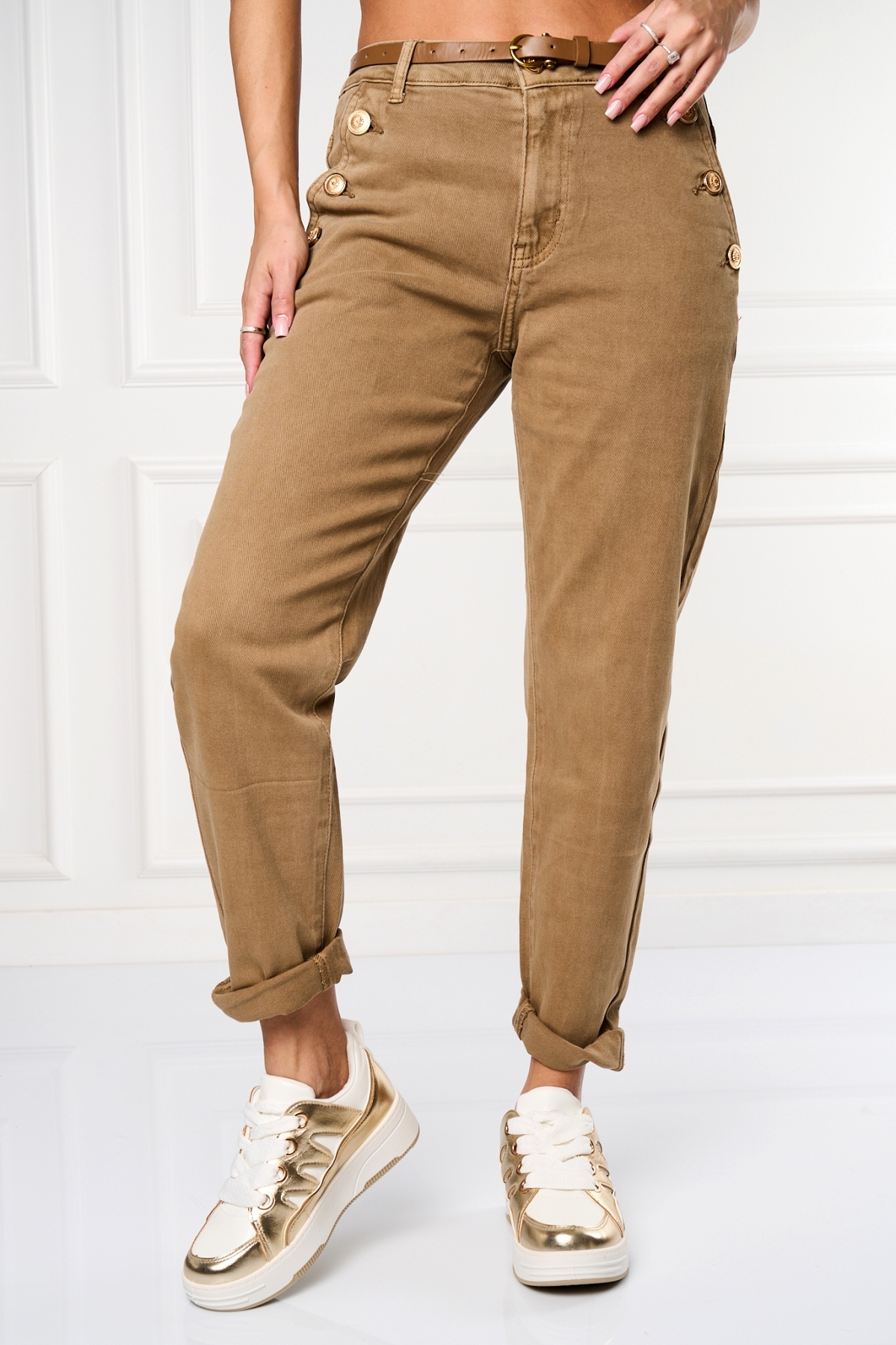 Дънки за Mom Fit Каки Judie