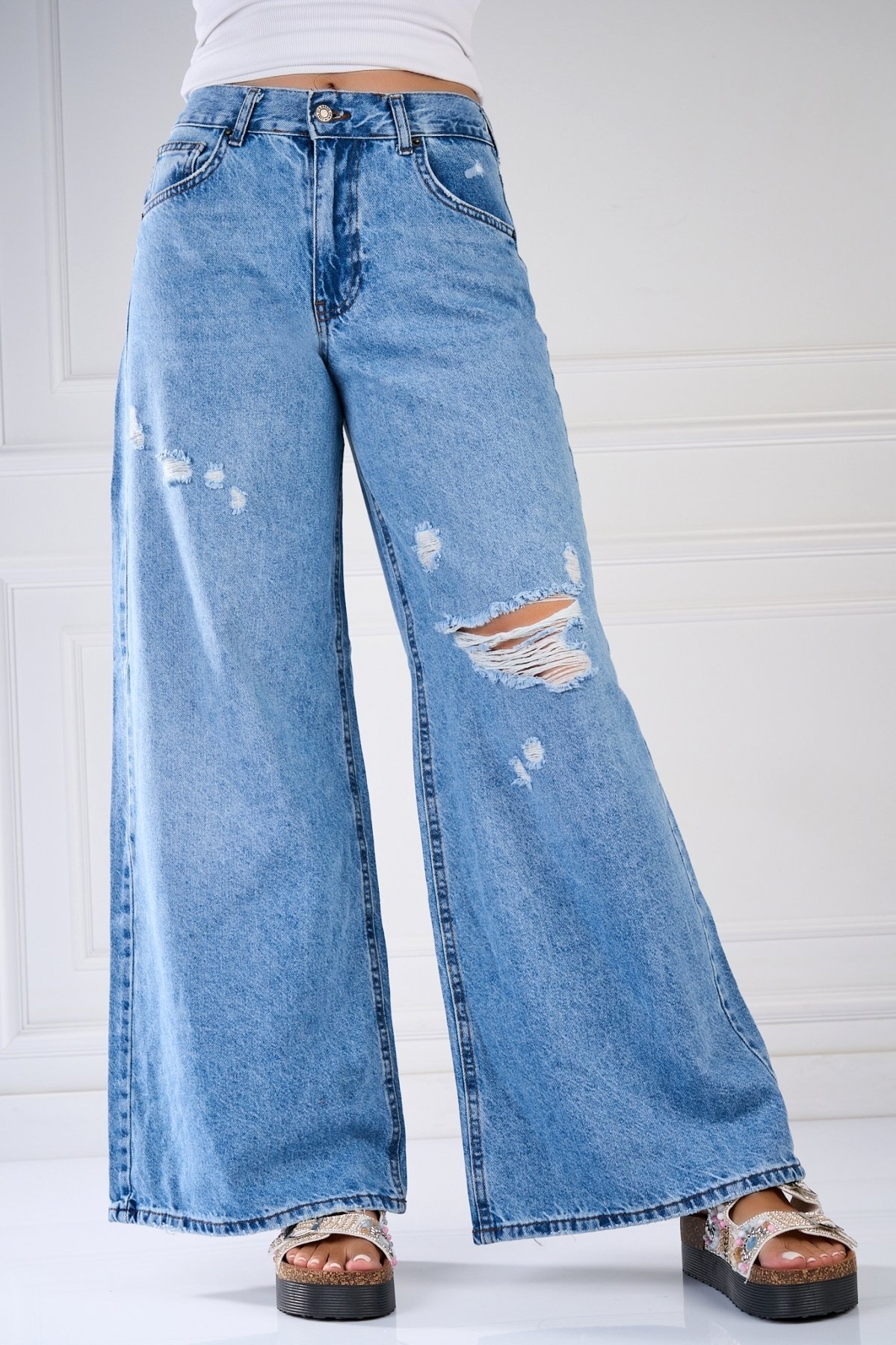 Дамски дънки Oversize Син Pranita