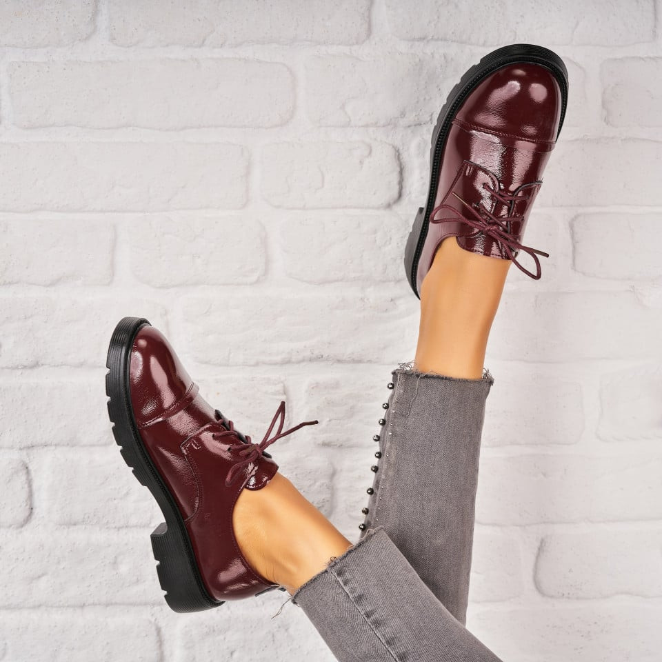 Дамски Ежедневни Обувки Лакирана Екологична Кожа Бордо Sloan A3555