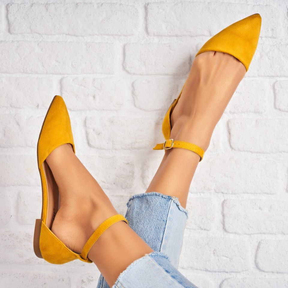 Дамски Ежедневни Обувки Обърната Екологична Кожа Жълт Abella A967