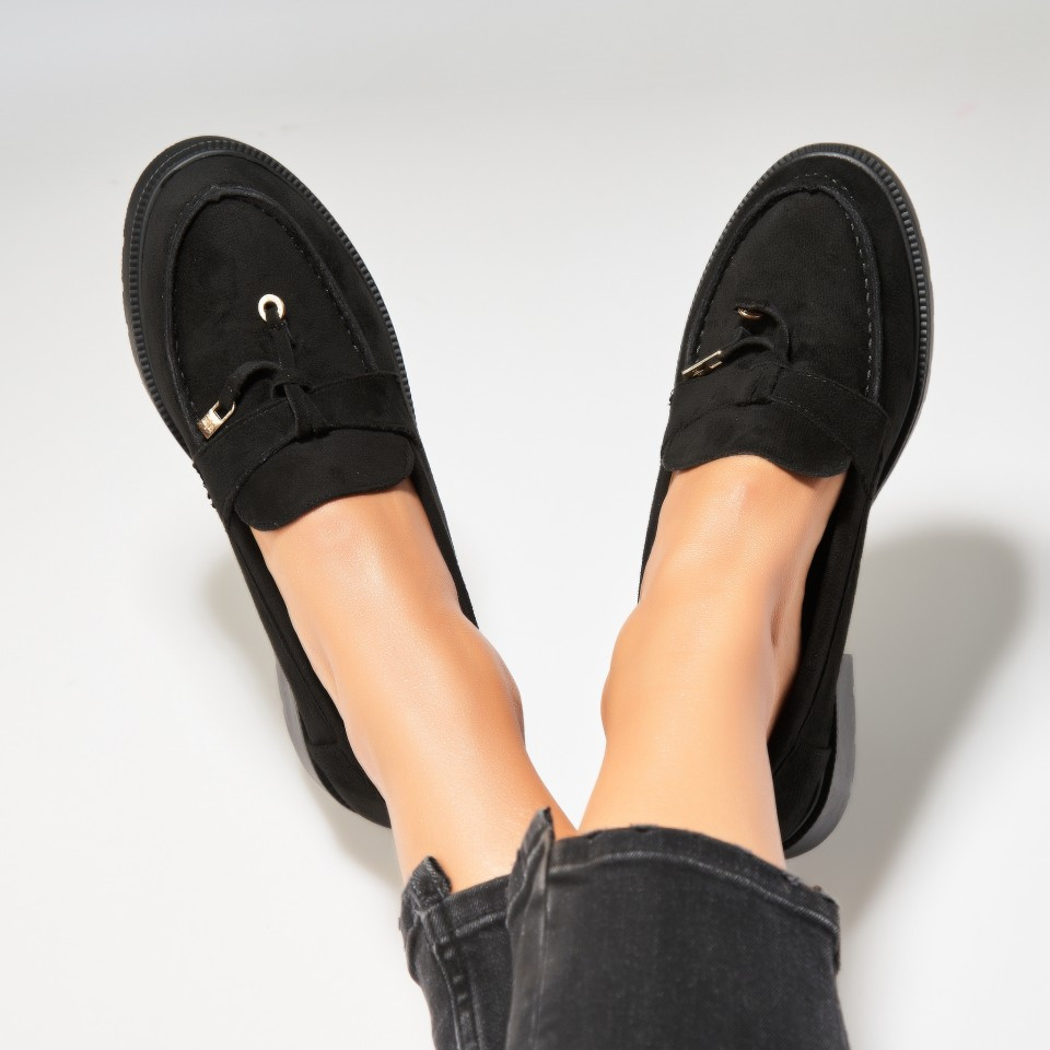Дамски Ежедневни Обувки Обърната Екологична Кожа Черно Avrielle A6962