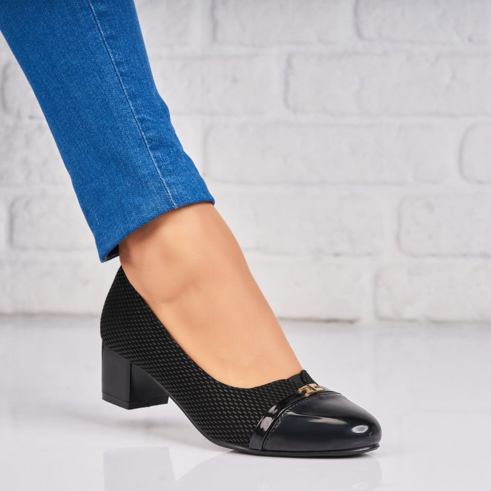 Дамски Обувки с Токчета Обърната Екологична Кожа Черно Gurke A4356