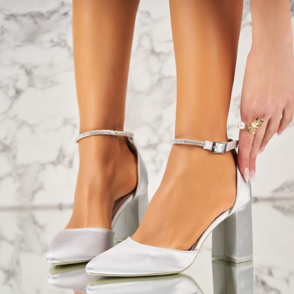Дамски Обувки с Токчета Satin Сребърен Vianke2 A3965