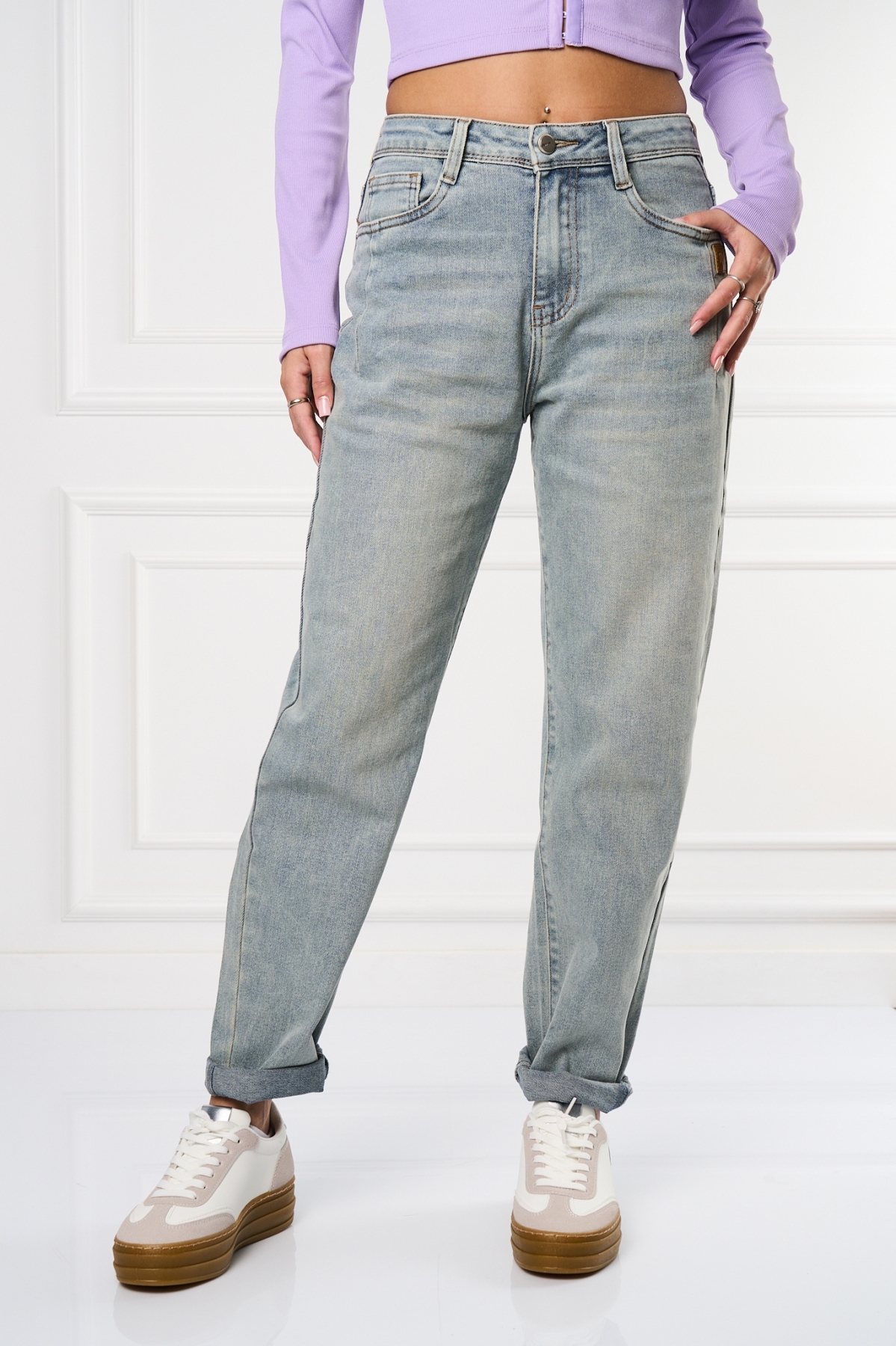 Дънки за Mom Fit Син Marshay