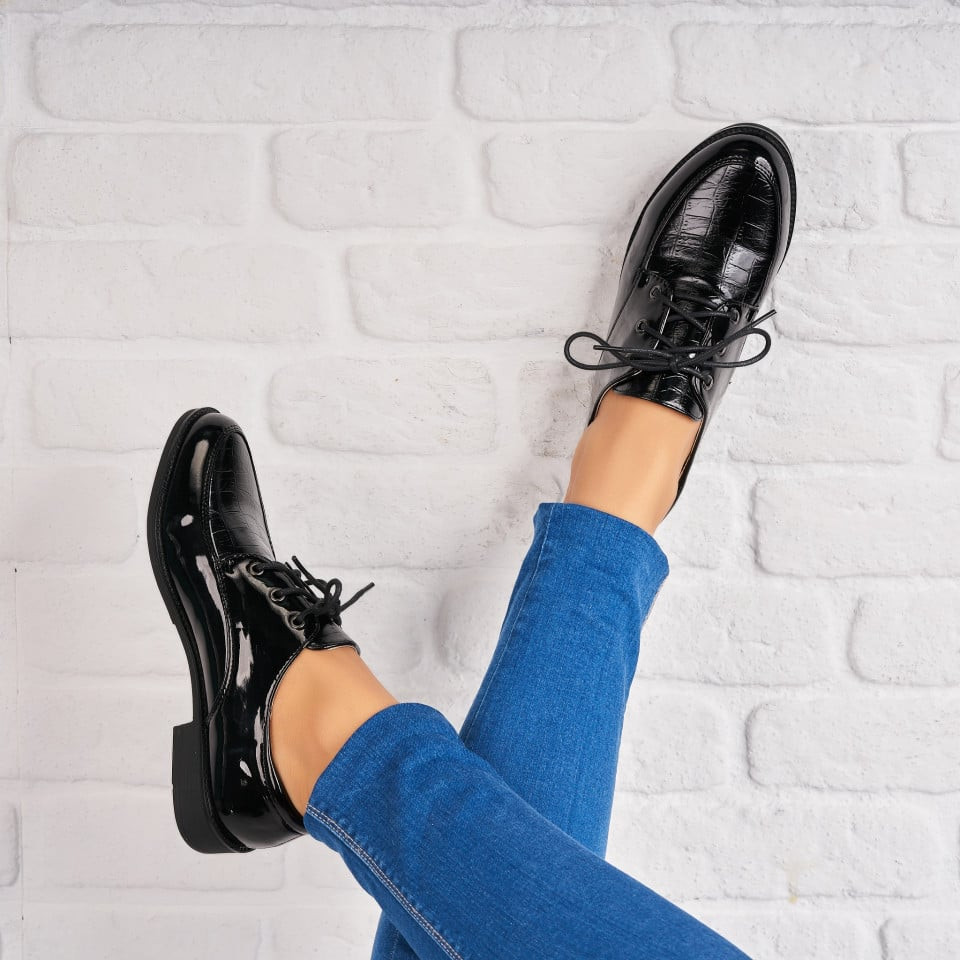 Дамски Ежедневни Обувки Лакирана Екологична Кожа Черно Saish A4367