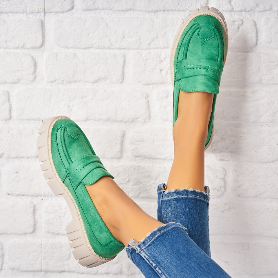 Дамски Ежедневни Обувки Обърната Екологична Кожа Зелен Oye A3840