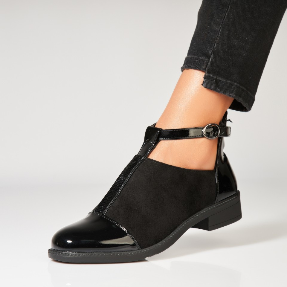 Дамски Ежедневни Обувки Обърната Екологична Кожа Черно Alison2 A7013