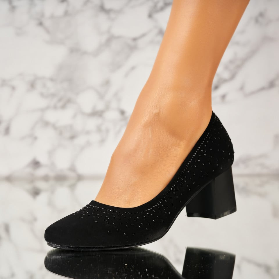 Дамски Обувки с Токчета Обърната Екологична Кожа Черно Ismay A3943