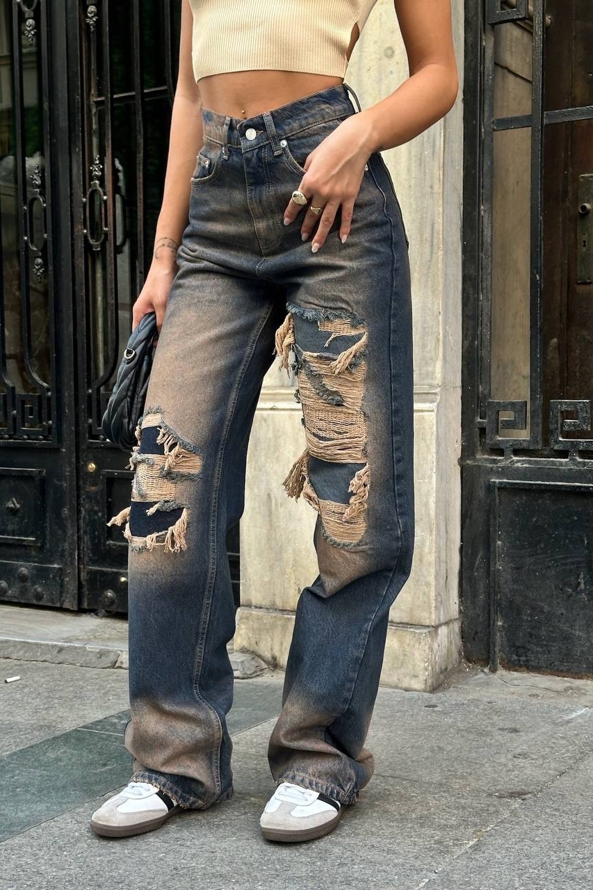 Дънки за Mom Fit Тъмносин Alessandra
