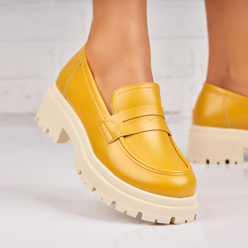 Дамски Ежедневни Обувки Екологична Кожа Жълт Saina A4272